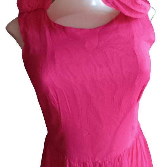 Sz 8 True Vintage 1960's Pink Sleeveless Prom Dress Draped Neckline - Picture 4 of 11